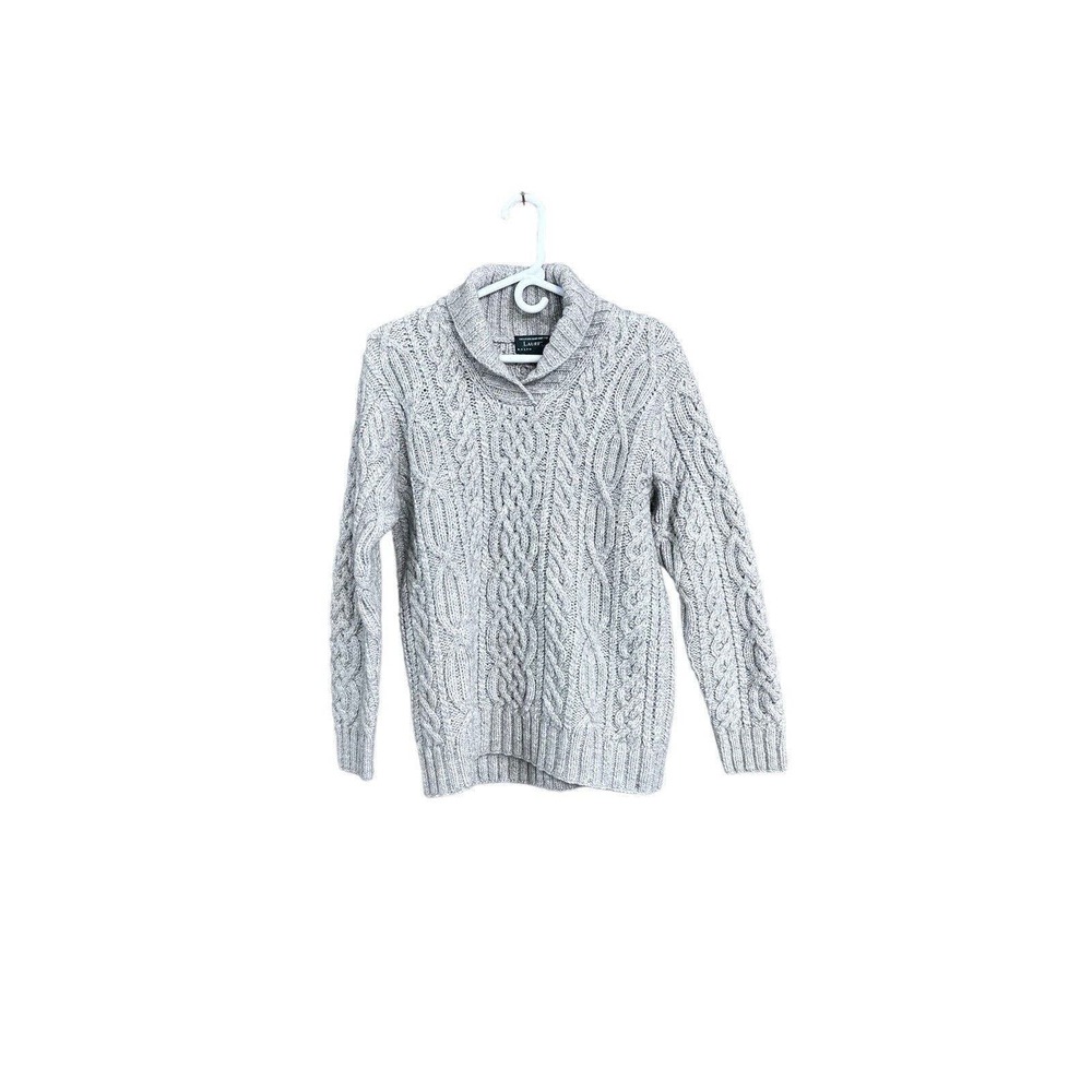 Lauren Ralph Lauren Exclusive Hand Knit Heavy Women Sweater Oatmeal Gray Size M